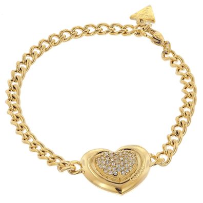 Guess Schmuck Damen-Armband Herz Pave Goldfarben S JUBB05456JWYGS