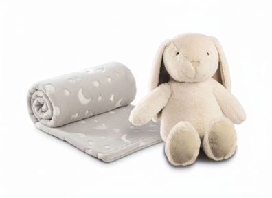 Biederlack Kuscheltier Hase Nelly & Kuscheldecke 75x100cm im Set
