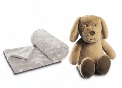 Biederlack Kuscheltier Hund Max & Kuscheldecke 75x100cm im Set