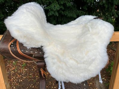 Lammfell Sattelbezug Sattelauflage Lammfellbezug Western Sattelpad Weiß Kurz