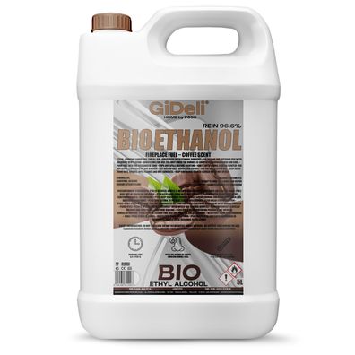 GiDeli bioethanol 5l Kaffeeduft 96,6% Ethanol für Innen & Außenkamine