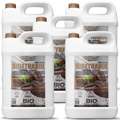 GiDeli bioethanol 5 x 5l Kaffeeduft 96,6% Ethanol für Innen & Außenkamine