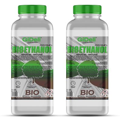 GiDeli bioethanol 2 x 1l Waldduft 96,6% Ethanol für Innen & Außenkamine