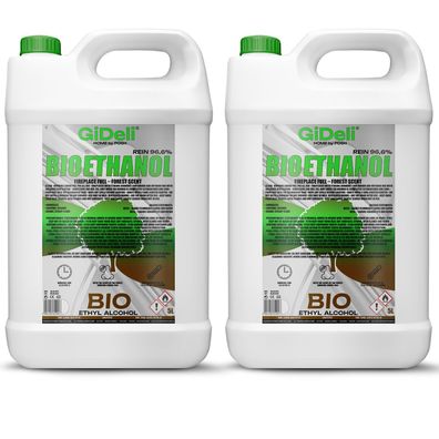 GiDeli bioethanol 2 x 5l Waldduft 96,6% Ethanol für Innen & Außenkamine