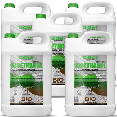 GiDeli bioethanol 5 x 5l Waldduft 96,6% Ethanol für Innen & Außenkamine