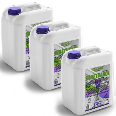 GiDeli bioethanol 3 x 10l lavendelduft 96,6% Ethanol für Innen & Außenkamine