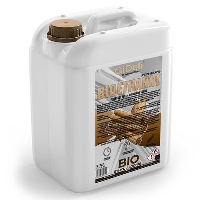 GiDeli bioethanol 20 l mit Zimtduft 96,6% Ethanol für Innen & Außenkamine