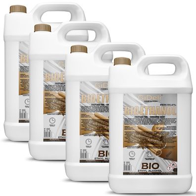 GiDeli bioethanol 4 x 5 l mit Zimtduft 96,6% Ethanol für Innen & Außenkamine