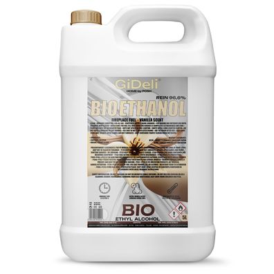 GiDeli bioethanol 5l Vanilleduft 96,6% Ethanol für Innen & Außenkamine