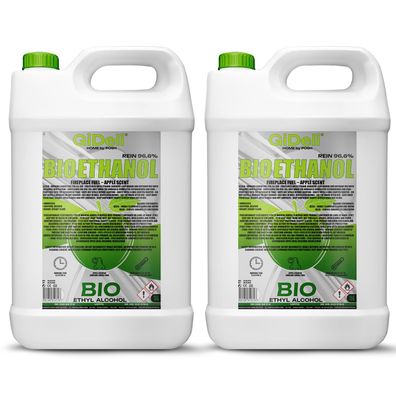 GiDeli bioethanol 2 x 5l Apfelduft 96,6% Ethanol für Innen & Außenkamine