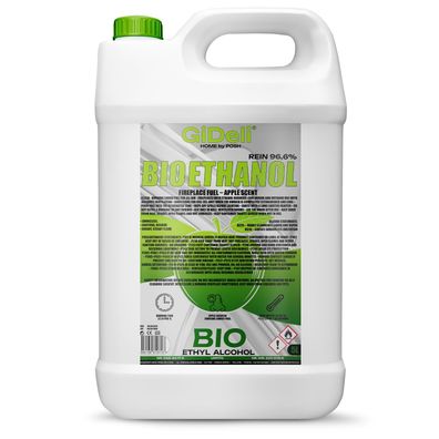 GiDeli bioethanol 5l Apfelduft 96,6% Ethanol für Innen & Außenkamine