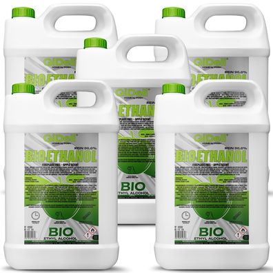 GiDeli bioethanol 5 x 5l Apfelduft 96,6% Ethanol für Innen & Außenkamine