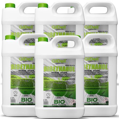 GiDeli bioethanol 6 x 5l Apfelduft 96,6% Ethanol für Innen & Außenkamine