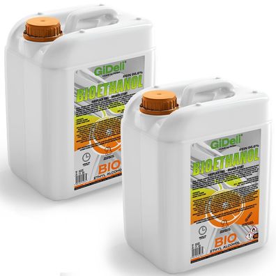GiDeli bioethanol 2 x 10l Orangenduft 96,6% Ethanol für Innen & Außenkamine