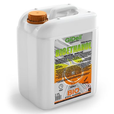 GiDeli bioethanol 10l Orangenduft 96,6% Ethanol für Innen & Außenkamine
