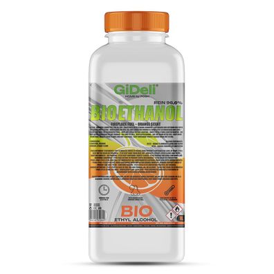 GiDeli bioethanol 1l Orangenduft 96,6% Ethanol für Innen & Außenkamine