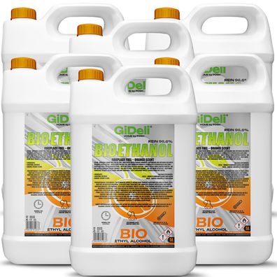 GiDeli bioethanol 6 x 5l Orangenduft 96,6% Ethanol für Innen & Außenkamine