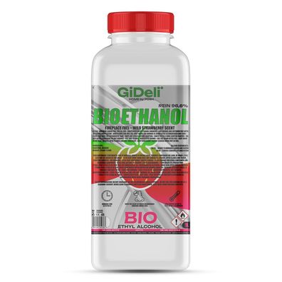 GiDeli bioethanol 1l Walderdbeerduft 96,6% Ethanol für Innen & Außenkamine