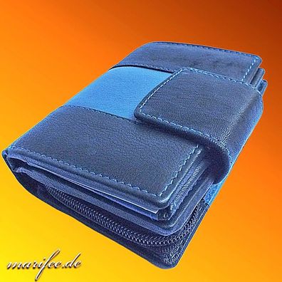 Damen-Echtleder-Geldbörse/ Portemonnaie, Blau-Schwarz Art.-Nr. 13032