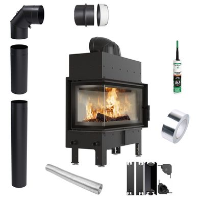 Kamineinsatz KRATKI FLOKI L Links 12 kW fi200 Eckrohrset