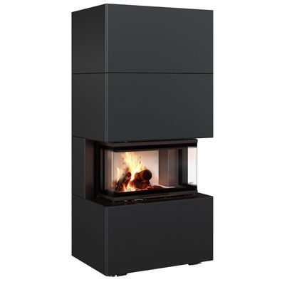 Kamineinsatz NBC/EASY BOX 7 kW Ø 160 Bausatz Black Mit Türfeder