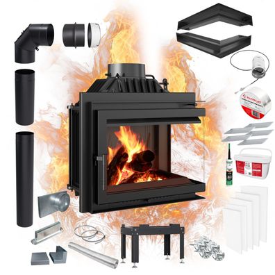 Kratki Kamineinsatz Gusseisen Simple rechts 8 kW Ø 200 Satz BImSchV 2 EEK A