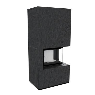 Kaminbausatz KRATKI FLOKI BOX rechts 8 kW Ø 160 Quarzsinter Naturali Ardesia NERO A