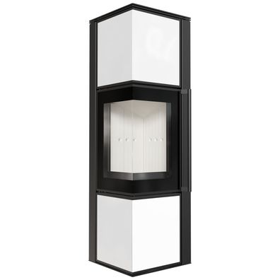 Kaminofen aus Stahl KRATKI TORA/M 8 kW Ø 150 Weißes Glaspaneel