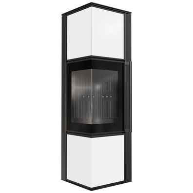Kaminofen aus Stahl KRATKI TORA/M 8 kW Ø 150 Weißes Glaspaneel schwarz Verkleidung