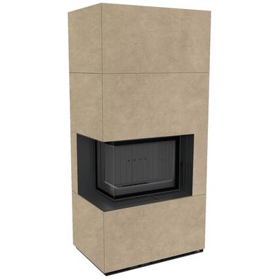 Kaminbausatz KRATKI FLOKI BOX links 8 kW Ø 160 Quarzsinter FOKOS RENA schwarz Verkle