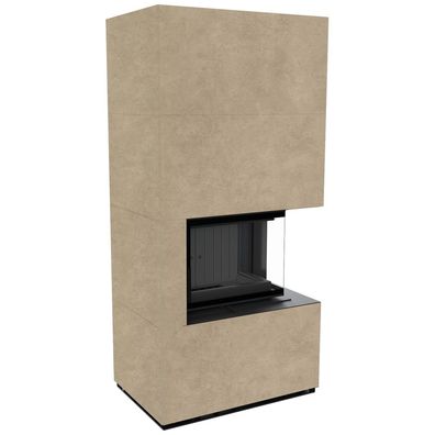 Kaminbausatz KRATKI FLOKI BOX rechts 8 kW Ø 160 Quarzsinter FOKOS RENA schwarz Verkl