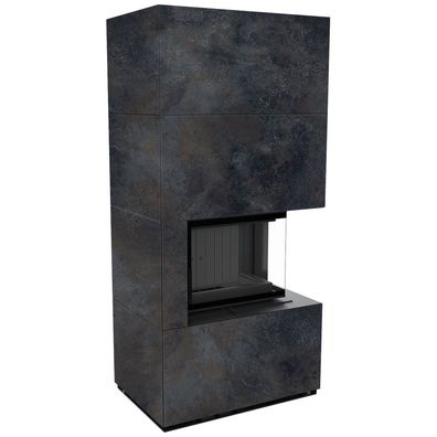 Kaminbausatz KRATKI FLOKI BOX rechts 8 kW Ø 160 Quarzsinter OSSIDO NERO schwarz Verk