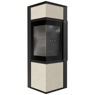 Kaminofen aus Stahl KRATKI TORA/S 8 kW Ø 150 Quarzsinter FOKOS SALE schwarz Verkleid