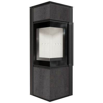 Kaminofen aus Stahl TORA/S 8 kW Ø 150 Quarzsinter Naturali PIETRA DI SAVOIA Antranci