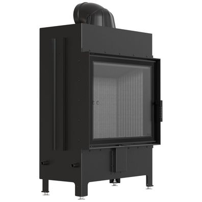 Kamineinsatz aus Stahl KRATKI LUCY 15 kW Ø 200 schwarz Verkleidung mit Türfeder