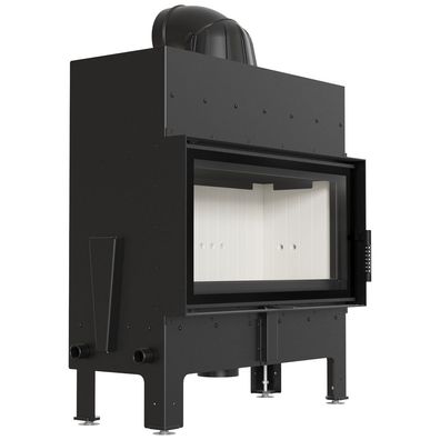 Kamineinsatz FLOKI L 12 kW Set für die Montage eines Abzugsrohrs mit Türfeder