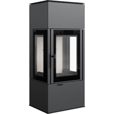 Freistehender Kaminofen KRATKI THOR VIEW 8kW Ø150 Externes Kaminset mit Türfeder