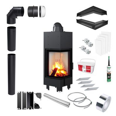Kamineinsatz KRATKI MBN Links 10kW Ø200 Ecodesign Einbauset