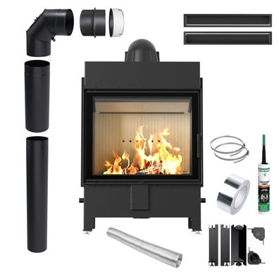 Kamineinsatz KRATKI LUCY 15 kW Ø200 ECO Rohrset Luft mit Schließung