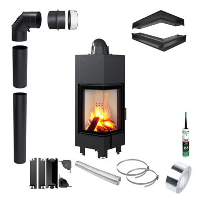 Kamineinsatz KRATKI MBN Links 10kW Ø200 Eco mit Montageset