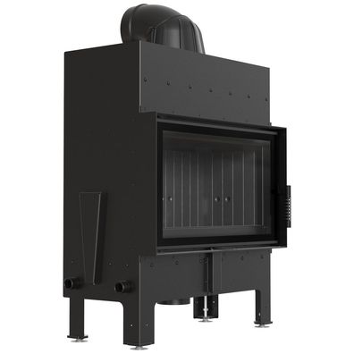 Kamin KRATKI FLOKI M 10kW EKO Ø200 Schwarz Einbauset mit Schließung