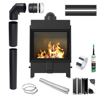 Kamin KRATKI LUCY 15 kW Ø200 Schwarz Zubehör Rohre Luft Schließung