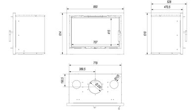Kamin-Kassette KRATKI ARKE 80 12 kW Ø 200