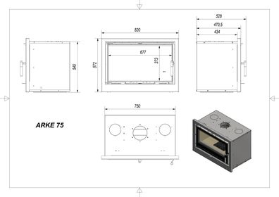 Kamin-Kassette KRATKI ARKE 75 8 kW Ø 150