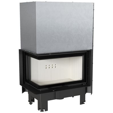 Kamineinsatz aus Stahl KRATKI MBM links 10 kW Ø 200 mit Schiebetür gebogenes Glas