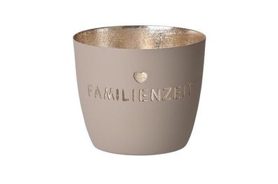 Gift Company Madras Windlicht M 'Familienzeit' sandstone/gold, 1030804029 1 St