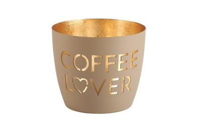 Gift Company Madras Windlicht M, Coffee lover, sandstone/gold, 1121704029 1 St