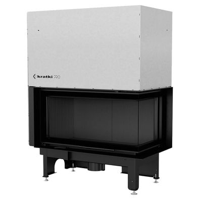 Kamineinsatz KRATKI NADIA rechts 14 kW Ø 200 mit Schiebetür schwarz Verkleidung