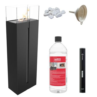 Bioethanol Kamin Freistehend ROMEO schwarz TÜV Zubehörset