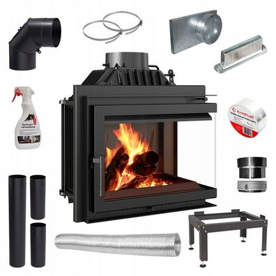 Kamineinsatz Gusseisen KRATKI SIMPLE rechts 8 kW Ø 200 Einbausatz 2